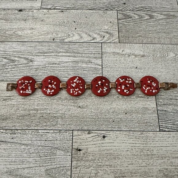 Enamel Bracelet Mid Century Modern Vintage Copper Modernist Artisan Retro MCM - Picture 3 of 5